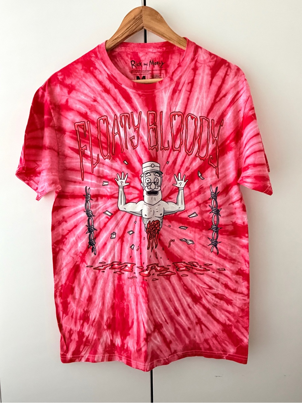 Red and White Tie-Dye 'Floaty Bloody' Graphic Tee Rick & Morty